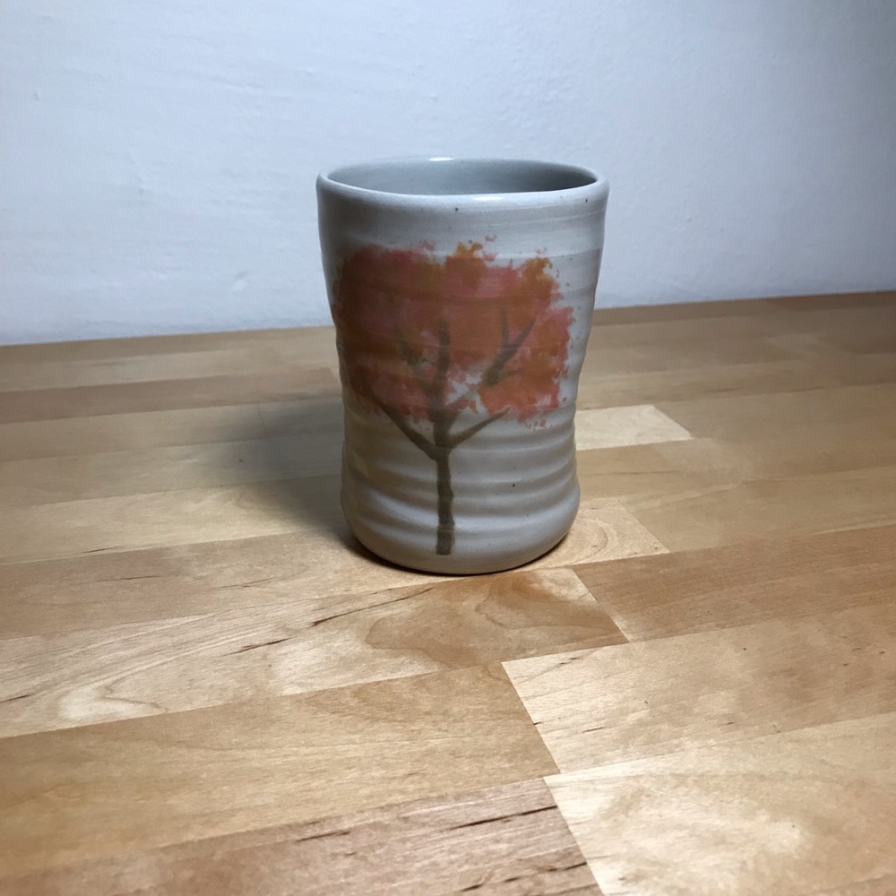 Handmade Studio Art Tree Pattern Ceramic Glossy Abstract Art Pottery Container